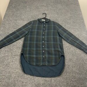 CP Shades x Free People Button Up Womens Green Plaid High Low Hem Boho Casual